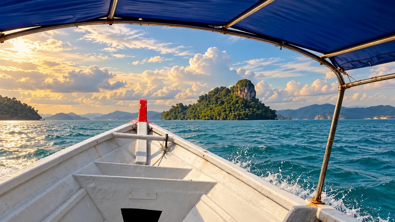 Limestone islands surrounded by tropical sea